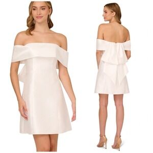 Adrianna Papell Off-Shoulder White Mini Dress